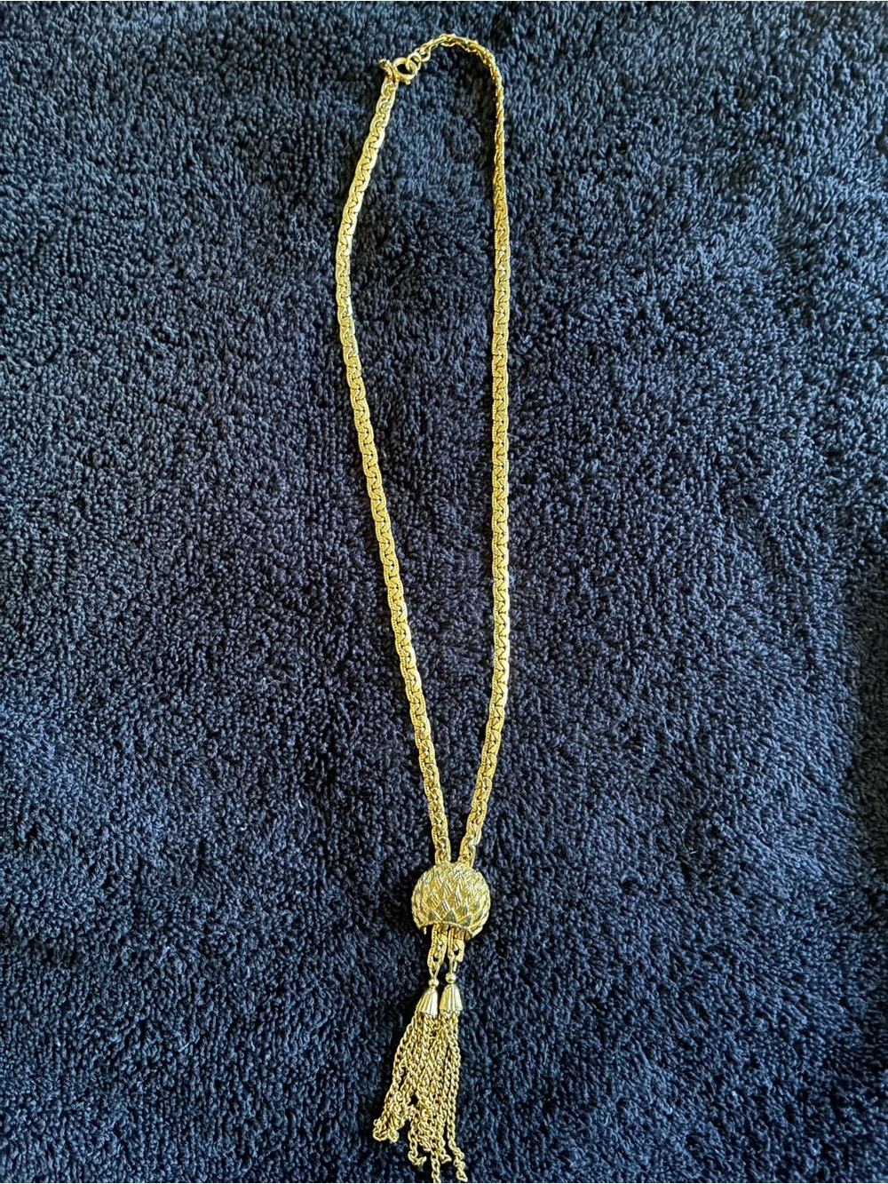 Coro Gold-Tone Braided Chain Tassel Necklace
